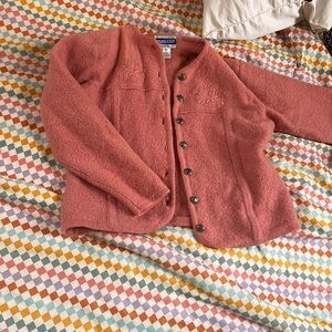 Pendleton Dusty Rose Wool Button-Up Cardigan Jacket